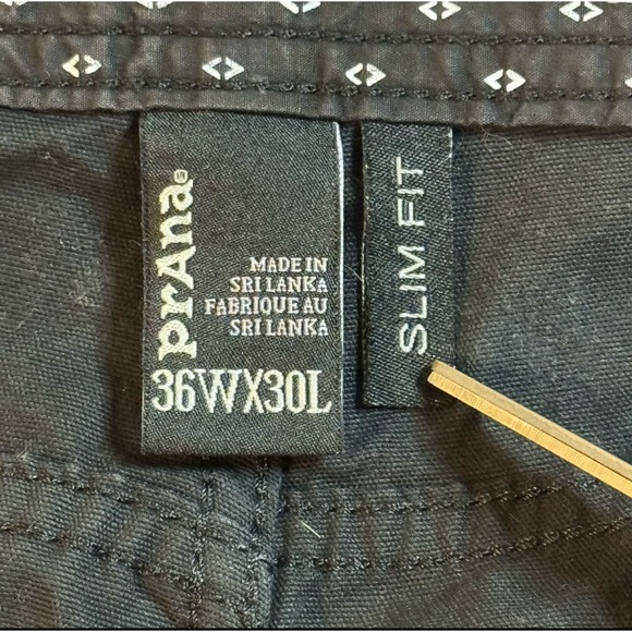 prAna Black Tucson Slim Fit Outdoor Hiking Canvas 5 Pocket Chino Pants Men 36x30 - Picture 5 of 10